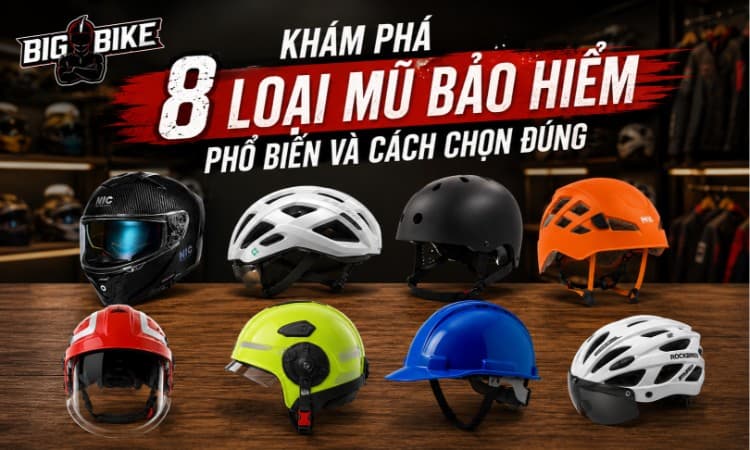 Các loại mũ bảo hiểm: 8 nhóm theo mục đích sử dụng