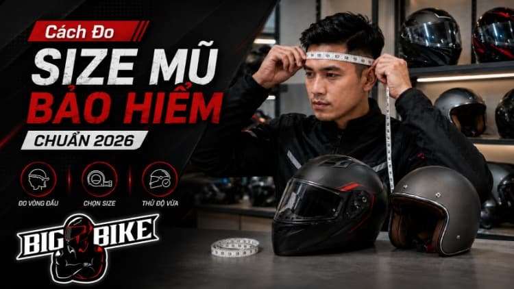 Cách đo size mũ bảo hiểm chuẩn 2026 và chọn mũ vừa đầu
