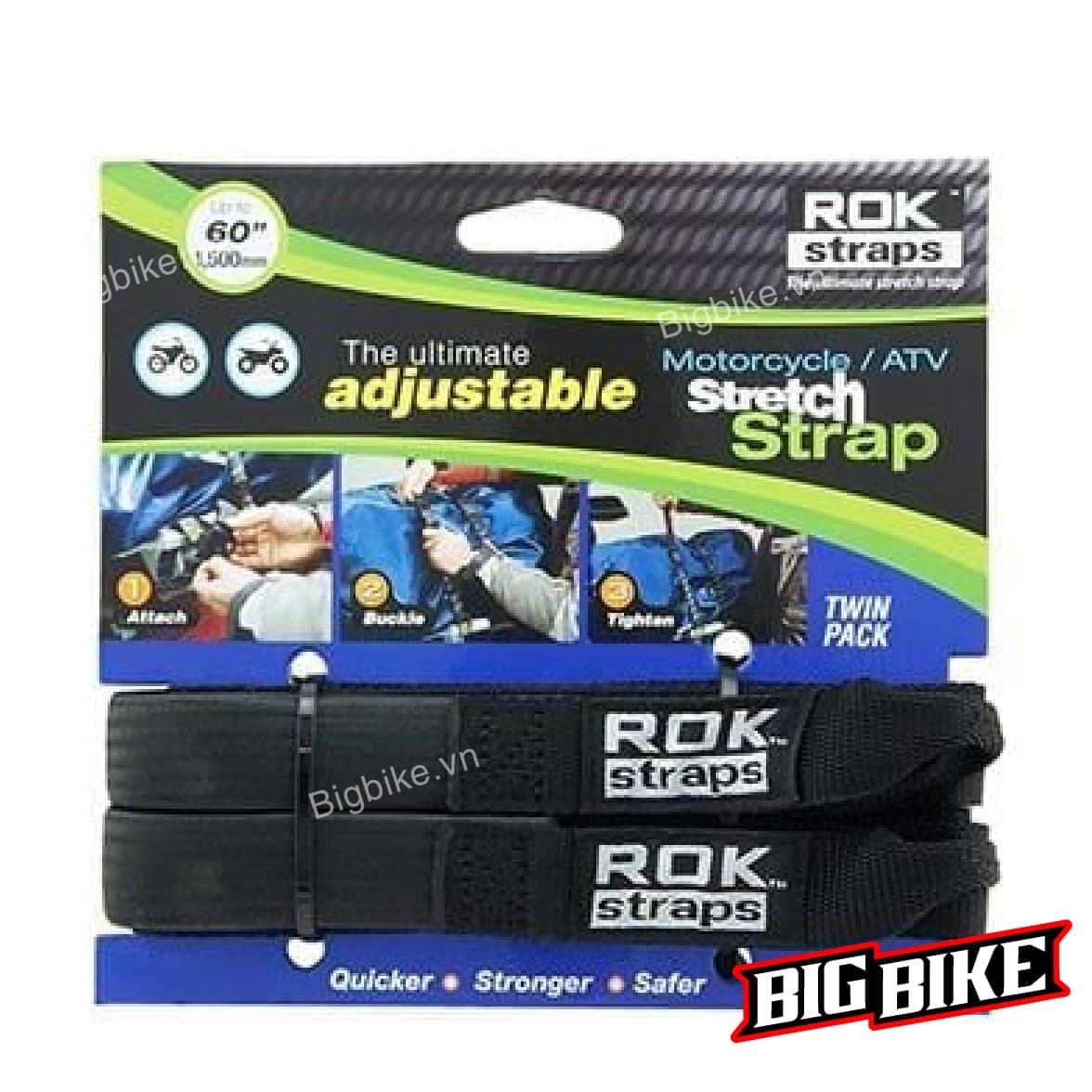 Rok Straps Dây Ràng Đồ Cho Mô Tô Xe Máy Phượt ROKSTRAPS MOTOCYCLE STRETCH STRAP HEAVY DUTY 1.5M