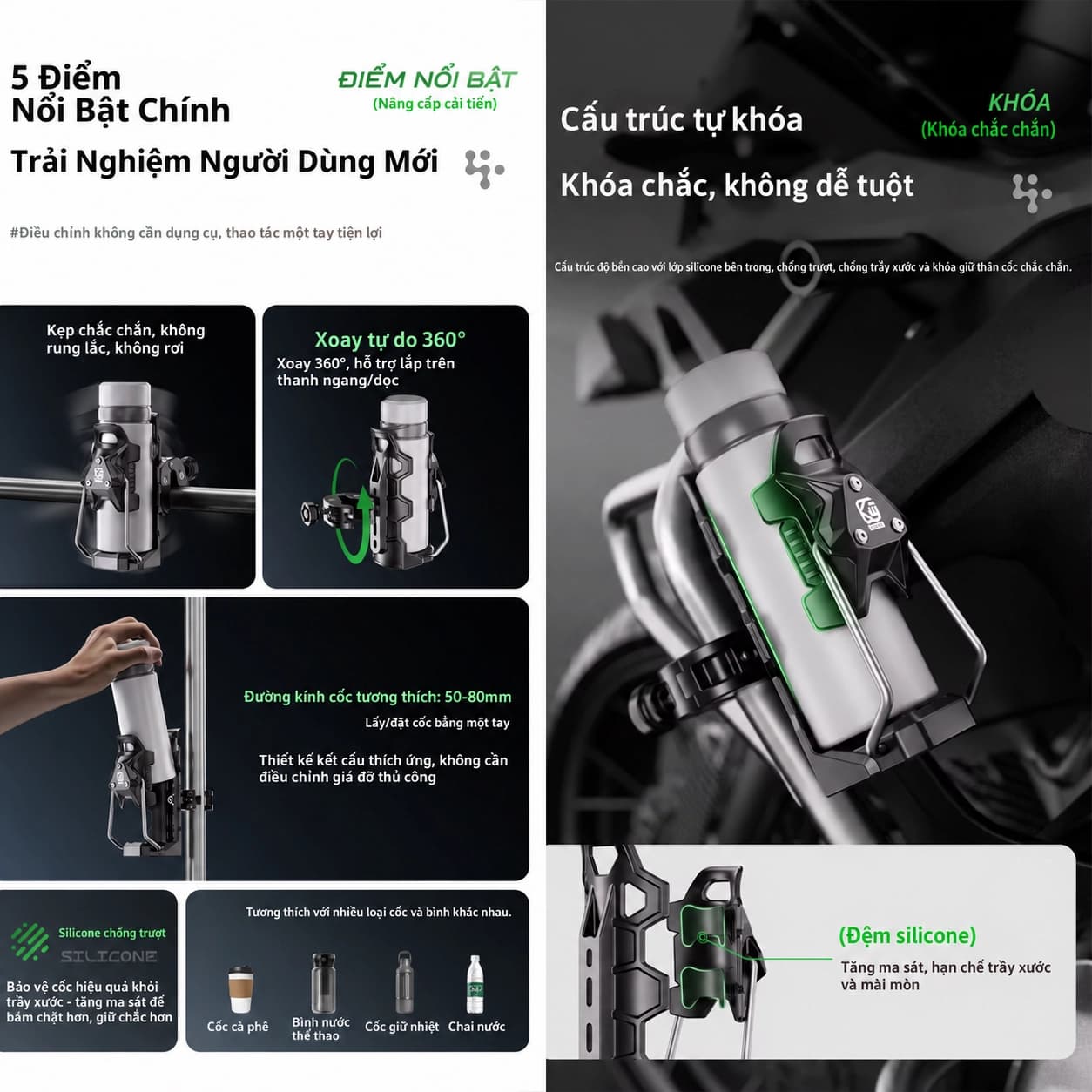 Giá giữ bình nước gắn xe máy Kewig SHJ-6