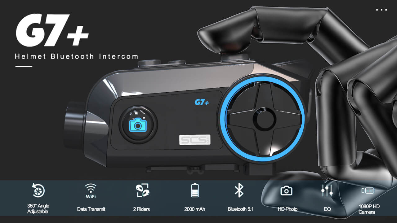 Tai nghe không dây gắn mũ bảo hiêm đi mô tô xe máy phượt SCS G7+ Bluetooth Helmet Camera Intercom (3)