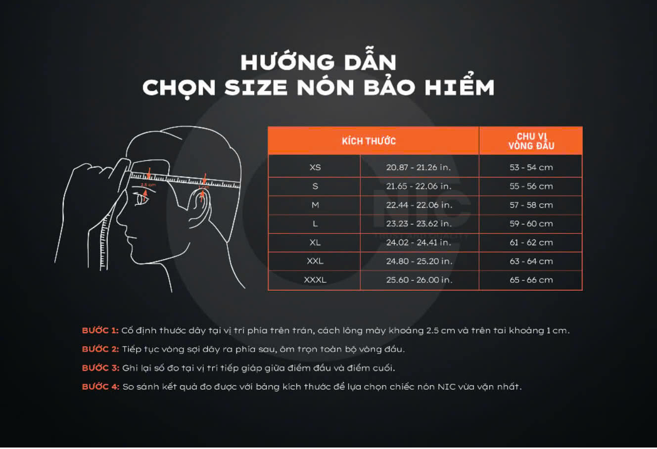 bảng size nic